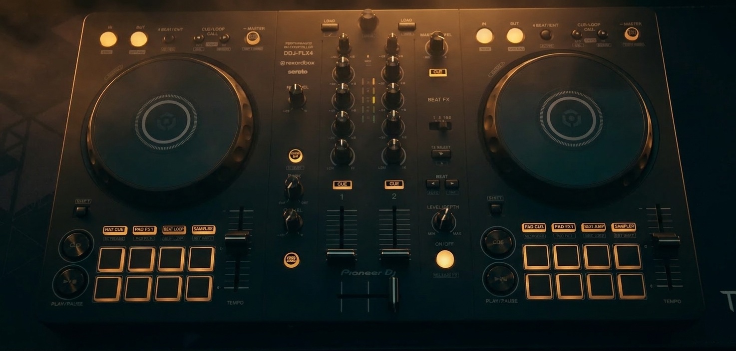 Controladora DDJ-FLX4 na PLAYAD